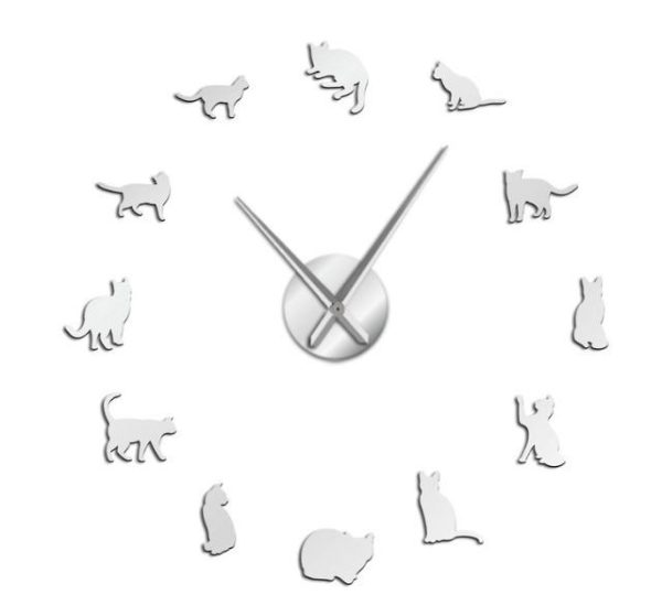 horloge design vie de chat accessoires chat au bonheur du chat boutique daccessoires pour votre chat argent 773690