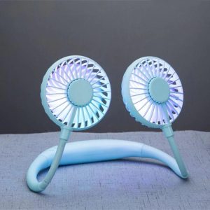 img 2 2000MA Hand Free Sports Dual Fan Portable Neck Band Hanging USB Battery Rechargeable Mini Cooler Fan