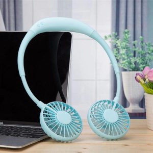img 3 2000MA Hand Free Sports Dual Fan Portable Neck Band Hanging USB Battery Rechargeable Mini Cooler Fan