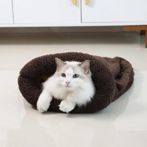 niche pour chat sac de couchage accessoires chat au bonheur du chat boutique daccessoires pour votre chat brun 214166