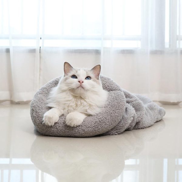 niche pour chat sac de couchage accessoires chat au bonheur du chat boutique daccessoires pour votre chat gris 410476